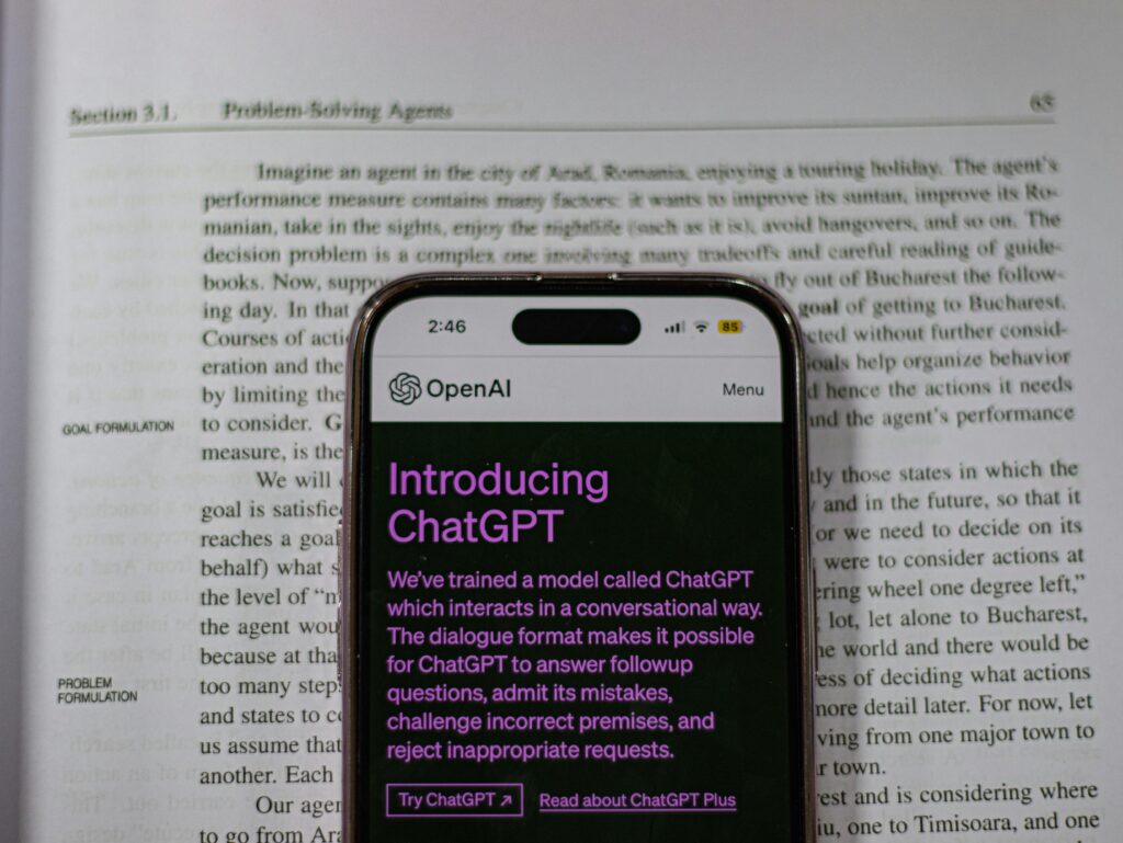 ChatGpt webpage open on Iphone